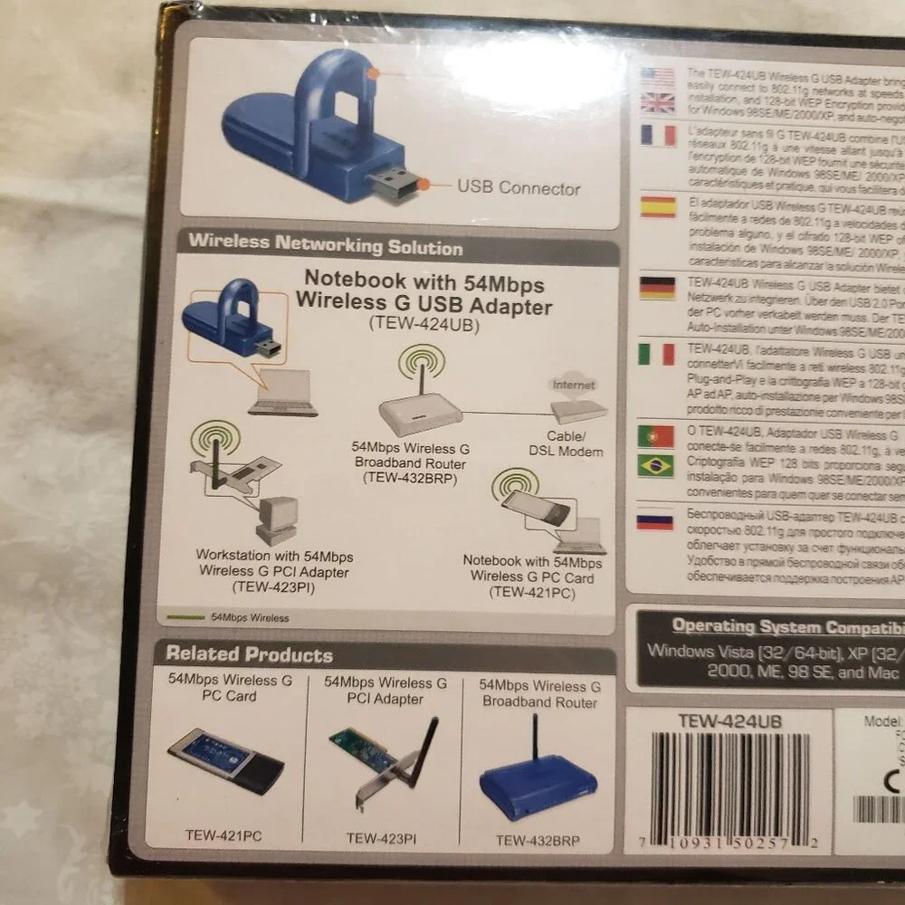 TRENDNet 54Mbps Wireless G USB Adapter TEW-424UB (Version 3.1R)